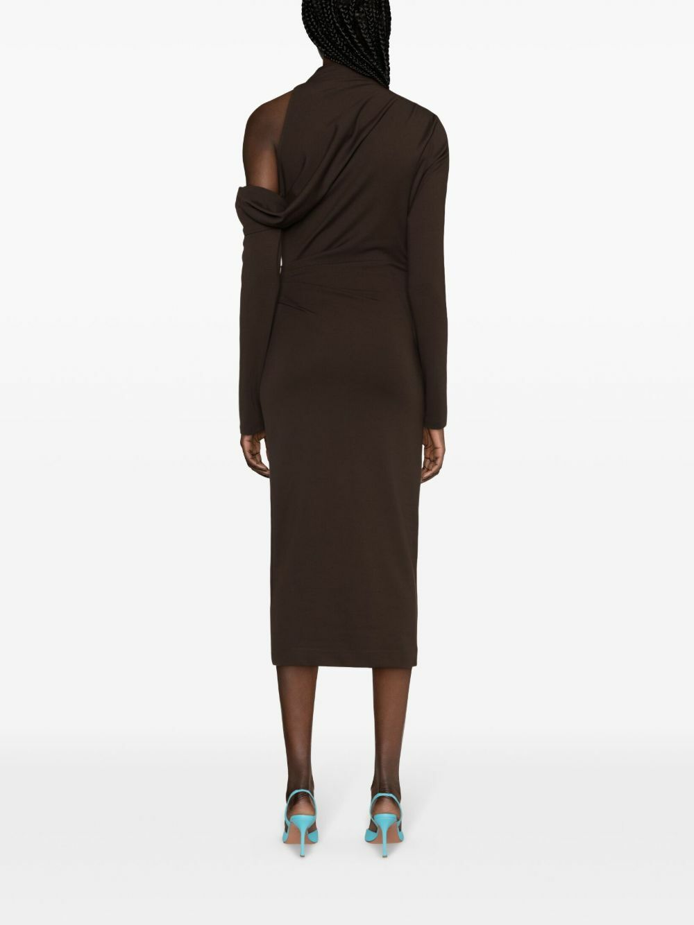 GAUGE81 Brown Teresa Asymmetric Midi Dress