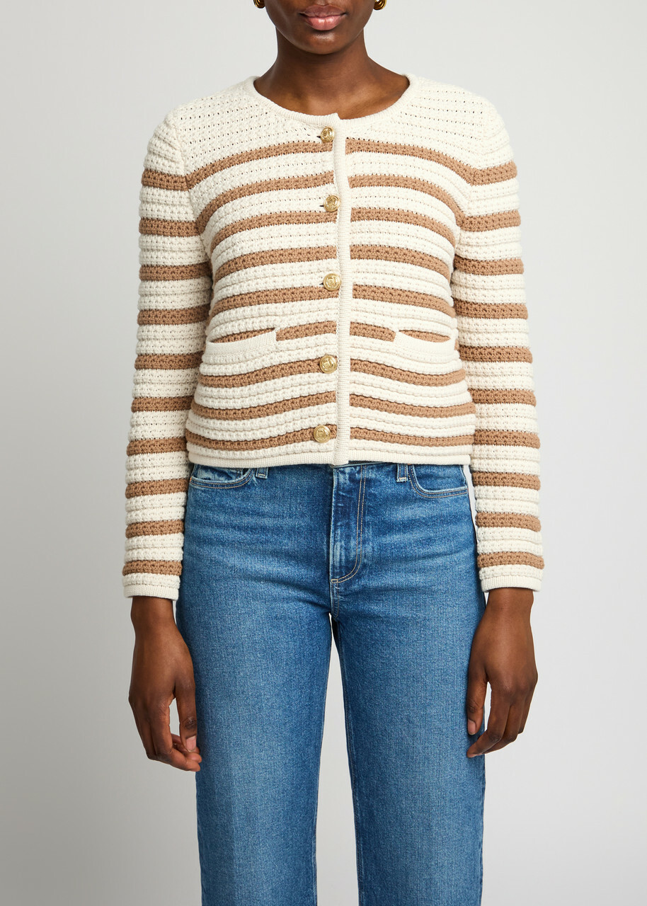 Paige Oberon Striped Cotton-blend Cardigan Stripe