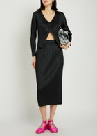 Pleats Please Issey Miyake Pleated Woven Midi Skirt Black
