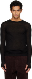 TONYWACK Black Sheer Wool Ribbed Knit T-shirt