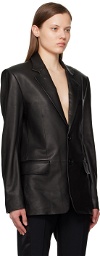Helmut Lang Black Tailored Leather Blazer