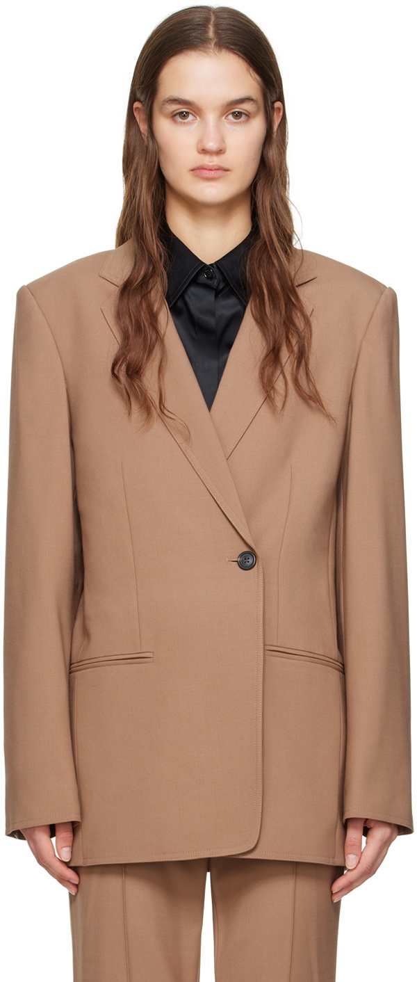 Helmut Lang Brown Single-Double Breasted Blazer