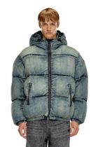 Diesel Puffer jacket in treated denim - Winter Jackets Mens in Blue