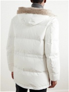Brunello Cucinelli - Shearling-Trimmed Cotton-Blend Shell Hooded Down Parka - White
