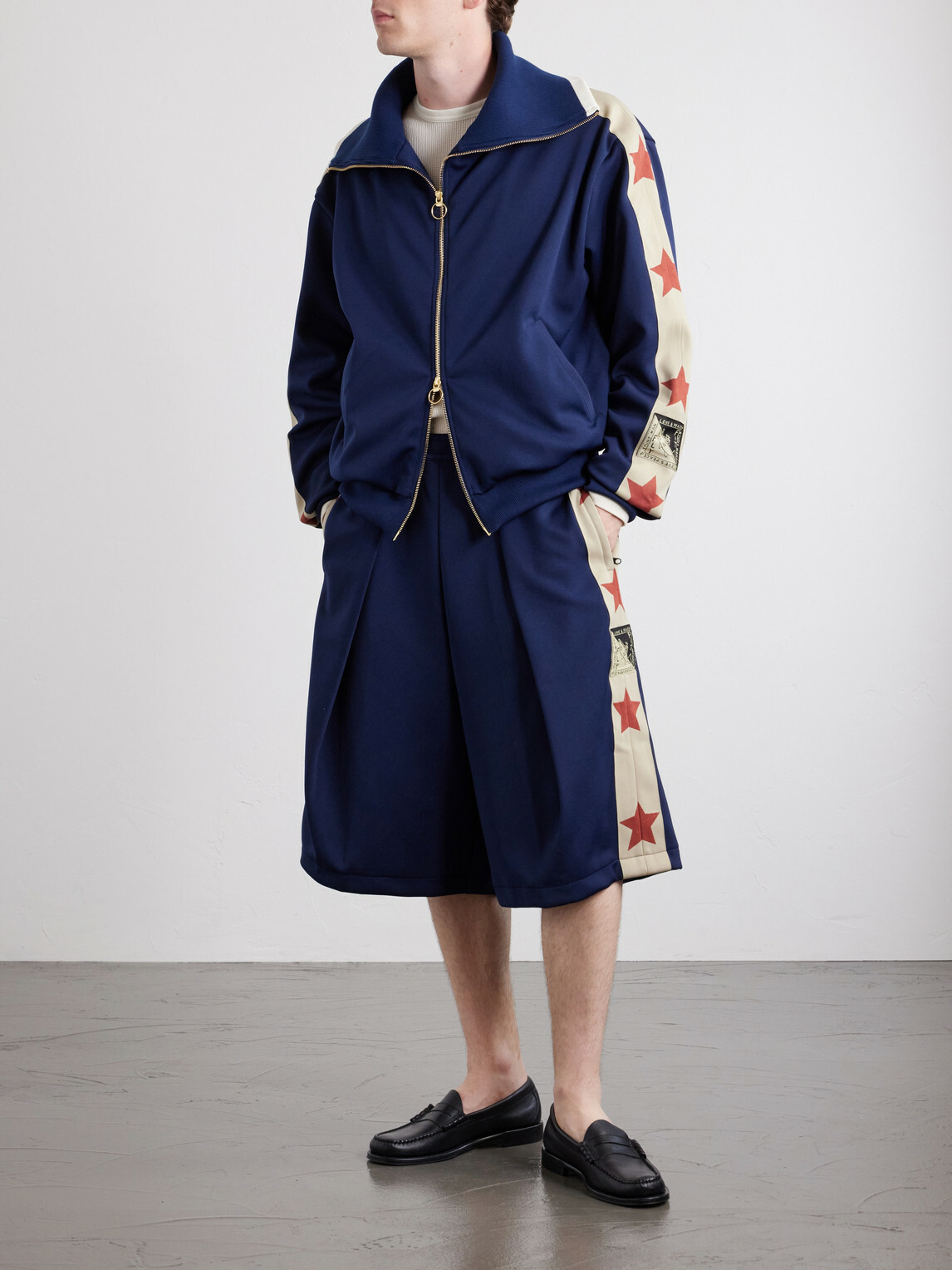 KAPITAL - Kome-Kome Straight-Leg Satin-Jersey Shorts - Blue