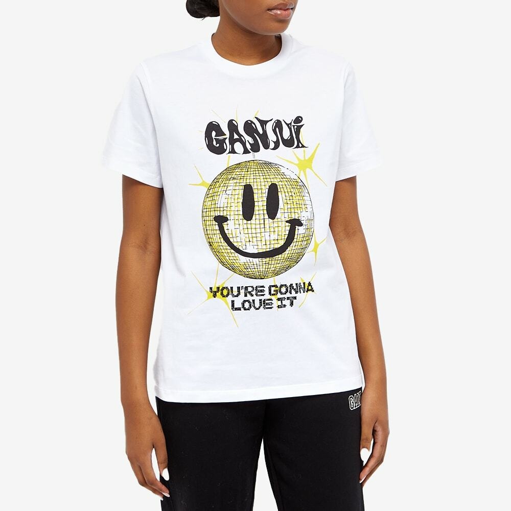 GANNI Women's Smiley Relaxed T-Shirt in Bright White GANNI
