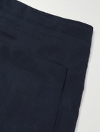 Monitaly - Straight-Leg Pleated Cotton Shorts - Blue
