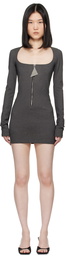 The Attico Gray Half-Zip Minidress