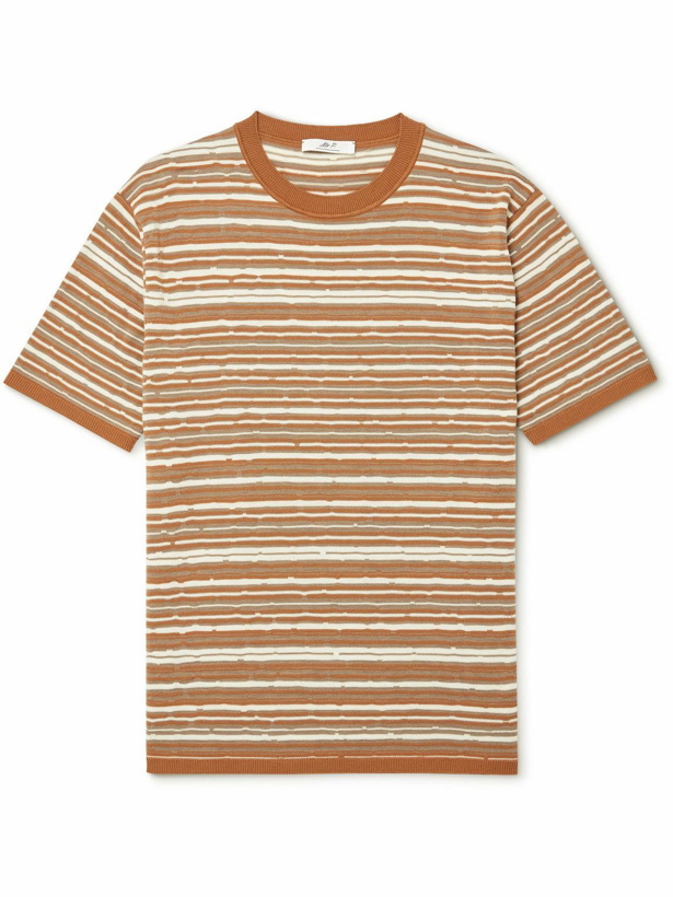 Photo: Mr P. - Striped Merino Wool T-Shirt - Orange