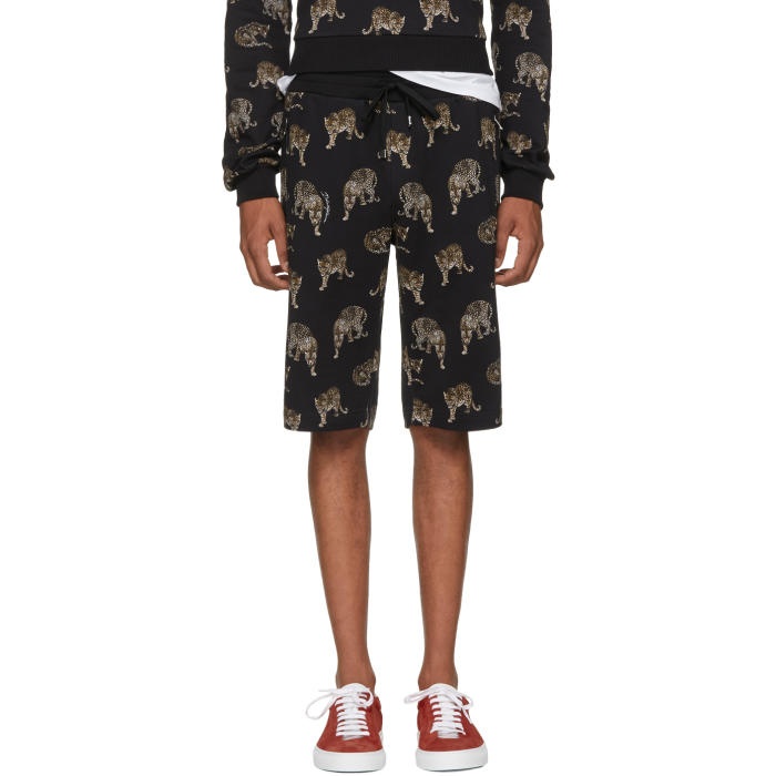 Photo: Dolce and Gabbana Black Leopard Bermuda Shorts