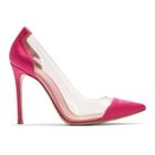 Gianvito Rossi Pink Satin Plexi Heels