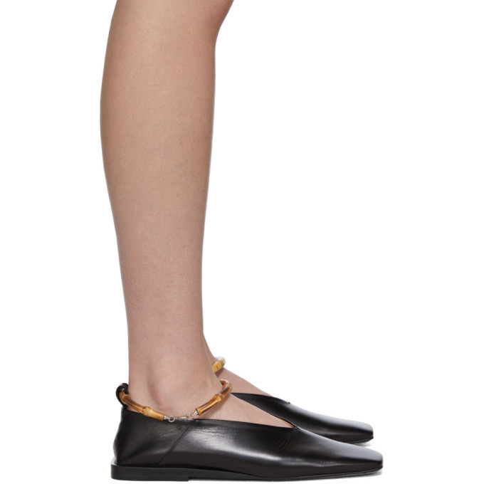 Jil Sander Black Bamboo Cuff Ballerina Flats