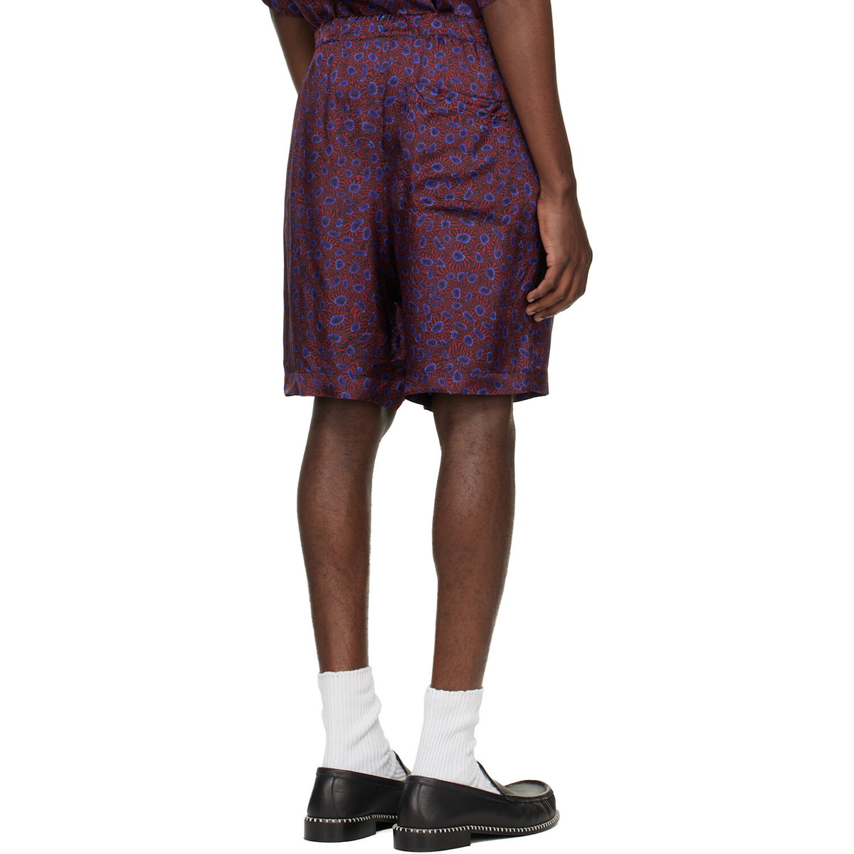 Dries Van Noten Red & Purple Viscose Shorts