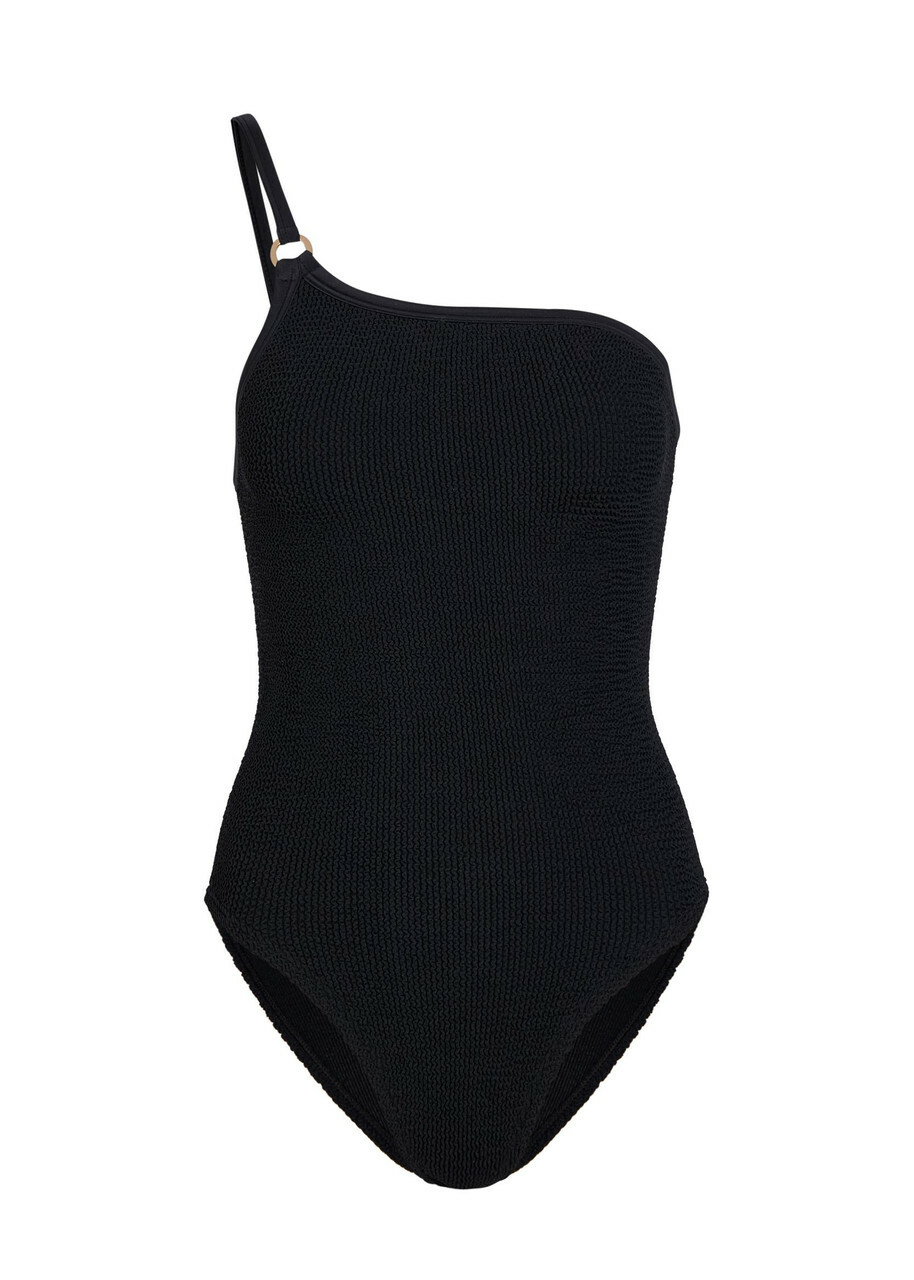 Hunza G Clara One-shoulder Crinkle Swimsuit - Black - One Size
