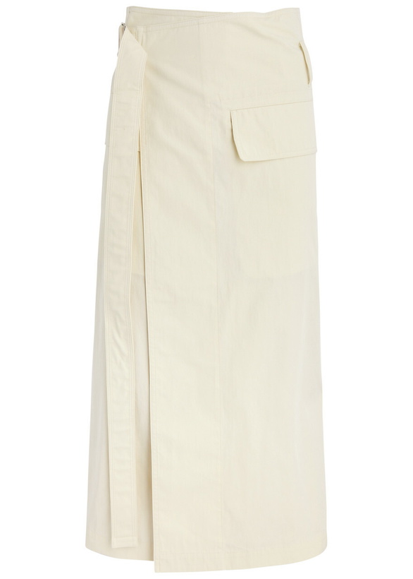Photo: Helmut Lang Belted Cotton-blend Midi Wrap Skirt Cream