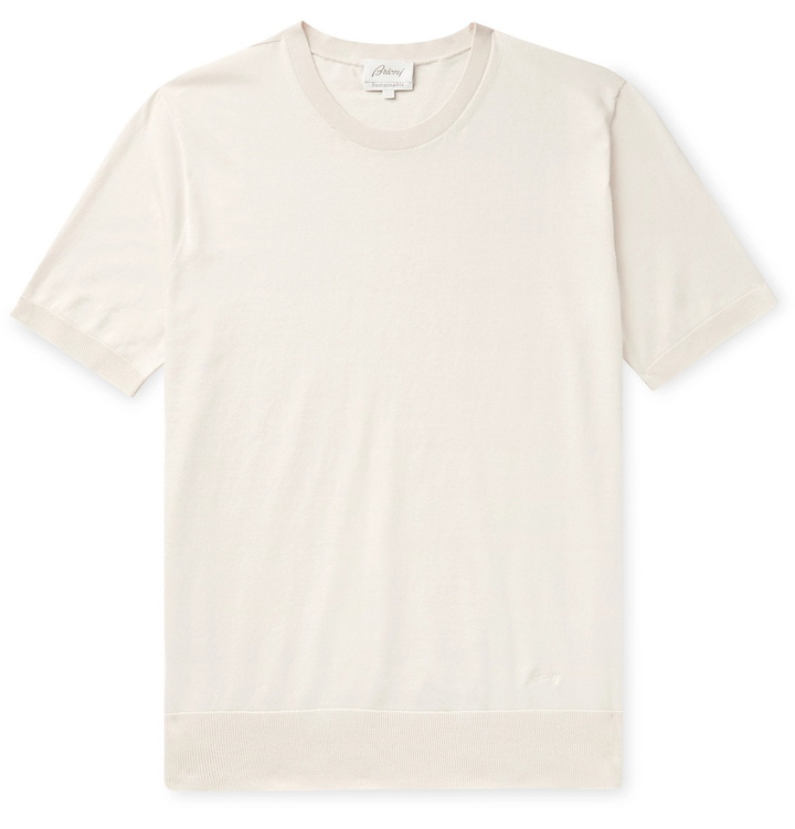 Photo: Brioni - Knitted Cotton T-Shirt - Neutrals