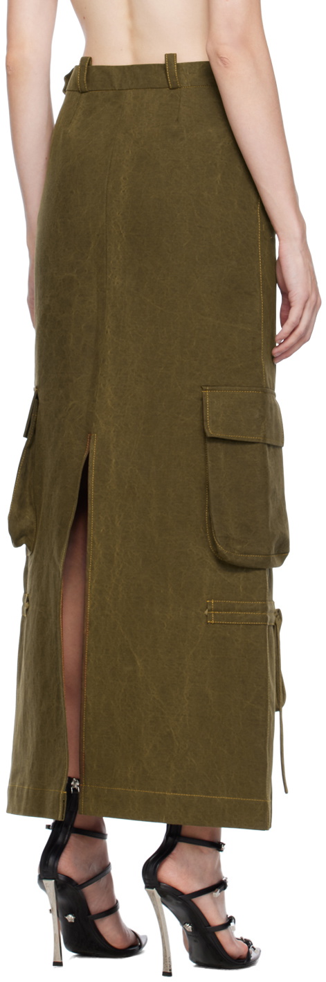 Lado Bokuchava Khaki Cargo Maxi Skirt