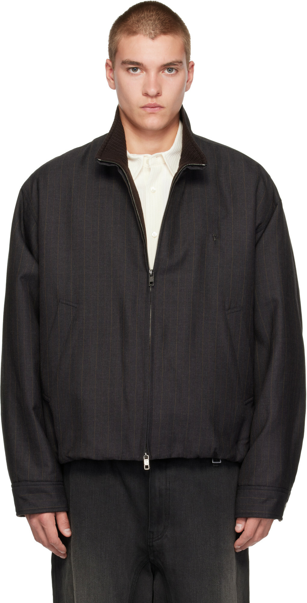WOOYOUNGMI Gray Striped Jacket