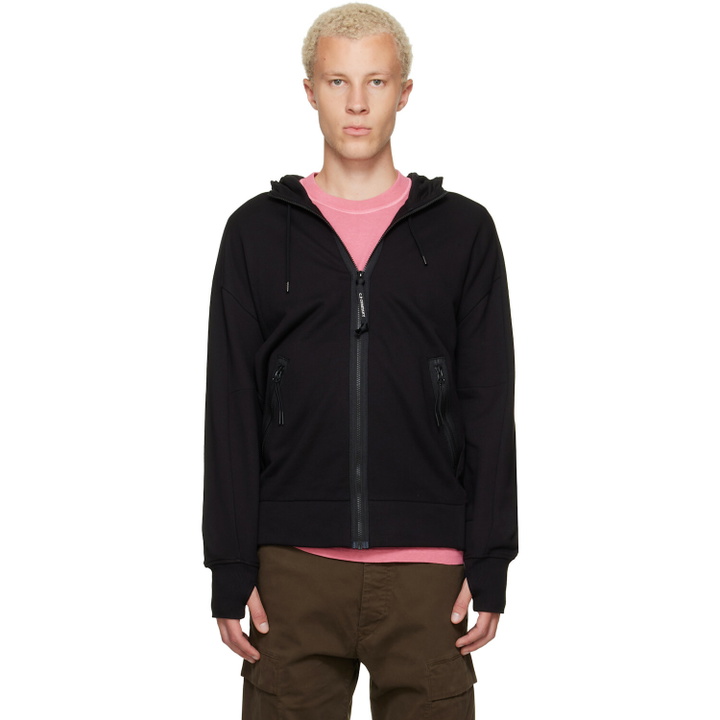 Photo: C.P. Company Black Diagonal Raised Fleece Goggle Hoodie