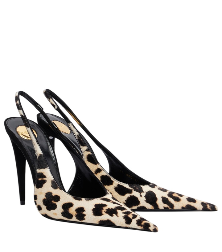Photo: Saint Laurent Guermantes calf hair slingback pumps