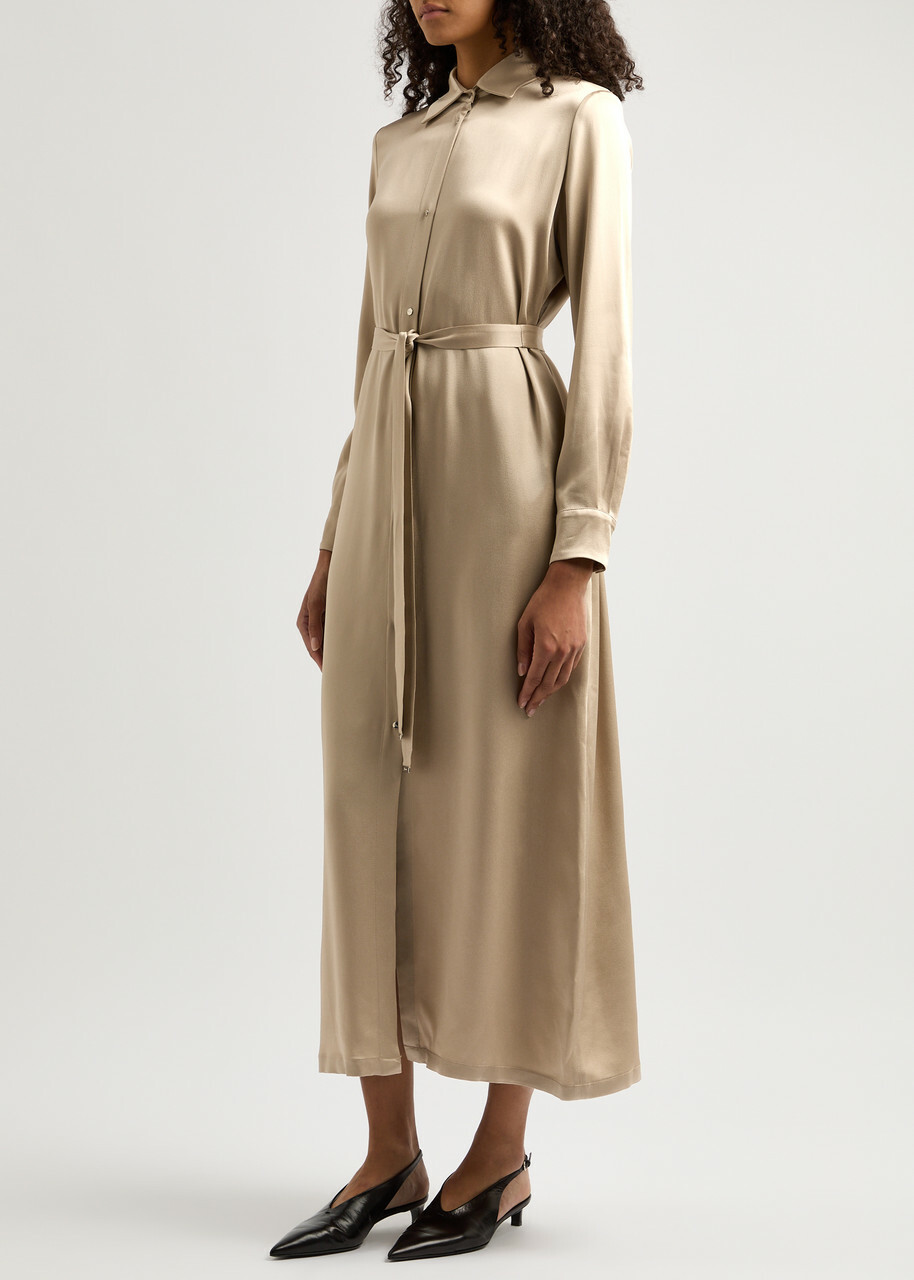 white christmas dresses Khaki And Cream Print Shirt Midi Dress – AX Paris main image 0