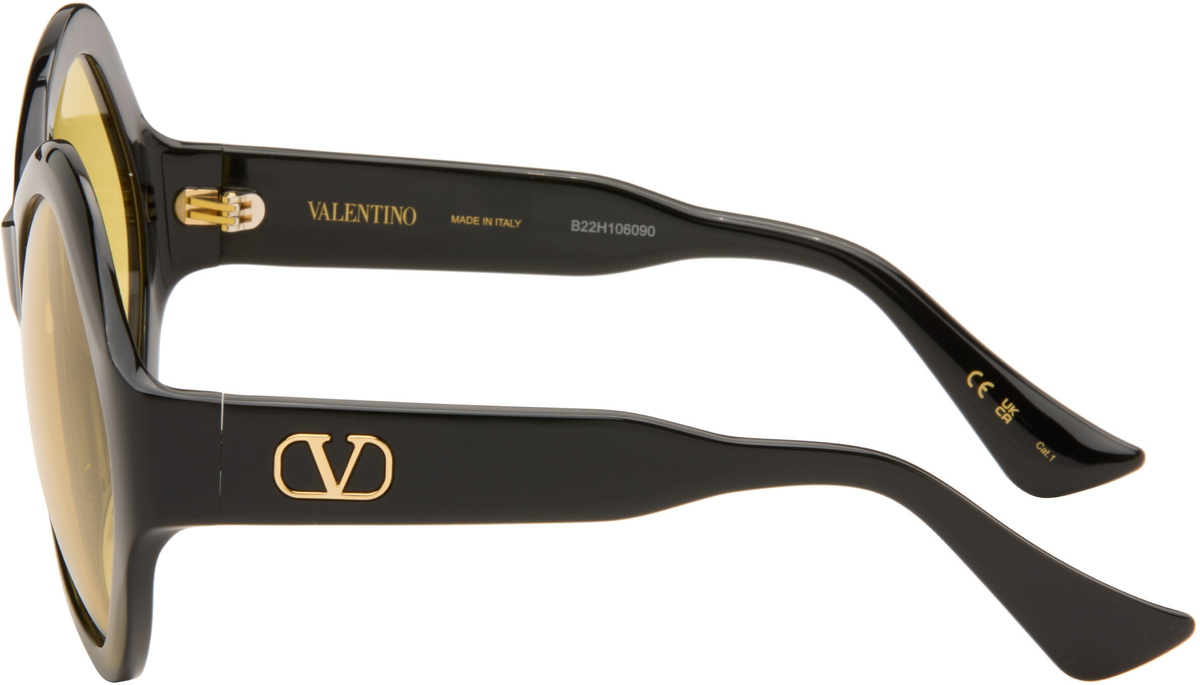 Valentino Black Round Acetate Sunglasses