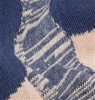 N/A - Colour-Block Stretch Cotton-Blend No-Show Socks - Blue