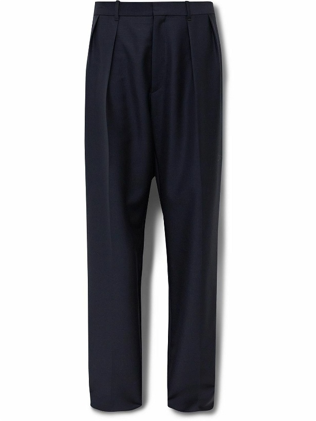 Photo: The Row - Marc Pleated Straight-Leg Wool and Mohair-Blend Trousers - Blue