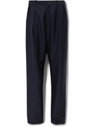 The Row - Marc Pleated Straight-Leg Wool and Mohair-Blend Trousers - Blue
