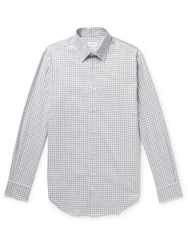 Photo: Brioni - Checked Cotton and Cashmere-Blend Shirt - Unknown