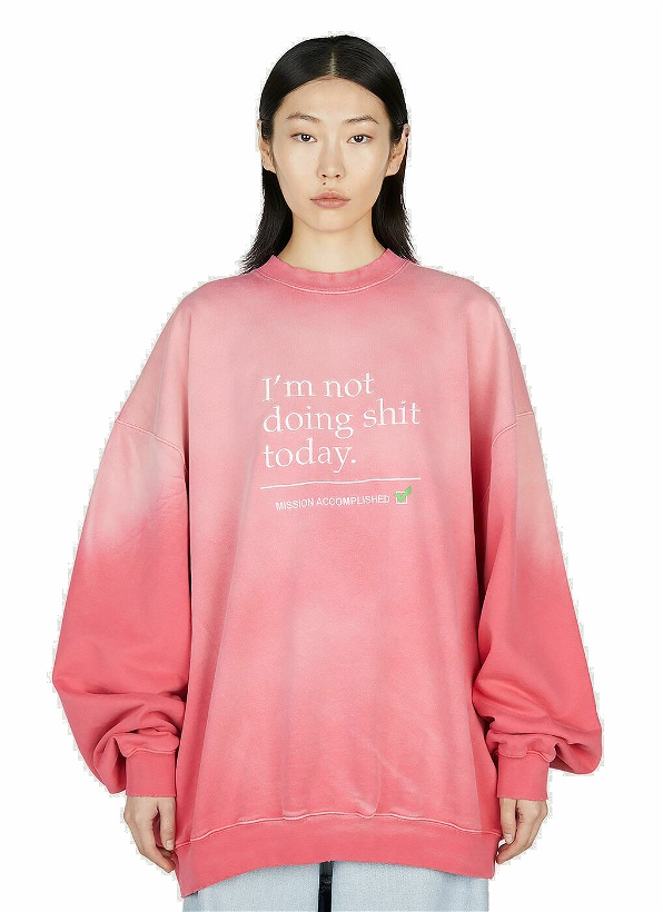 Photo: VETEMENTS Slogan Sweatshirt female Pink