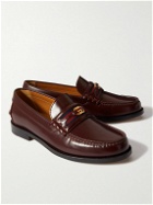 GUCCI - Kaveh Webbing-Trimmed Leather Loafers - Red