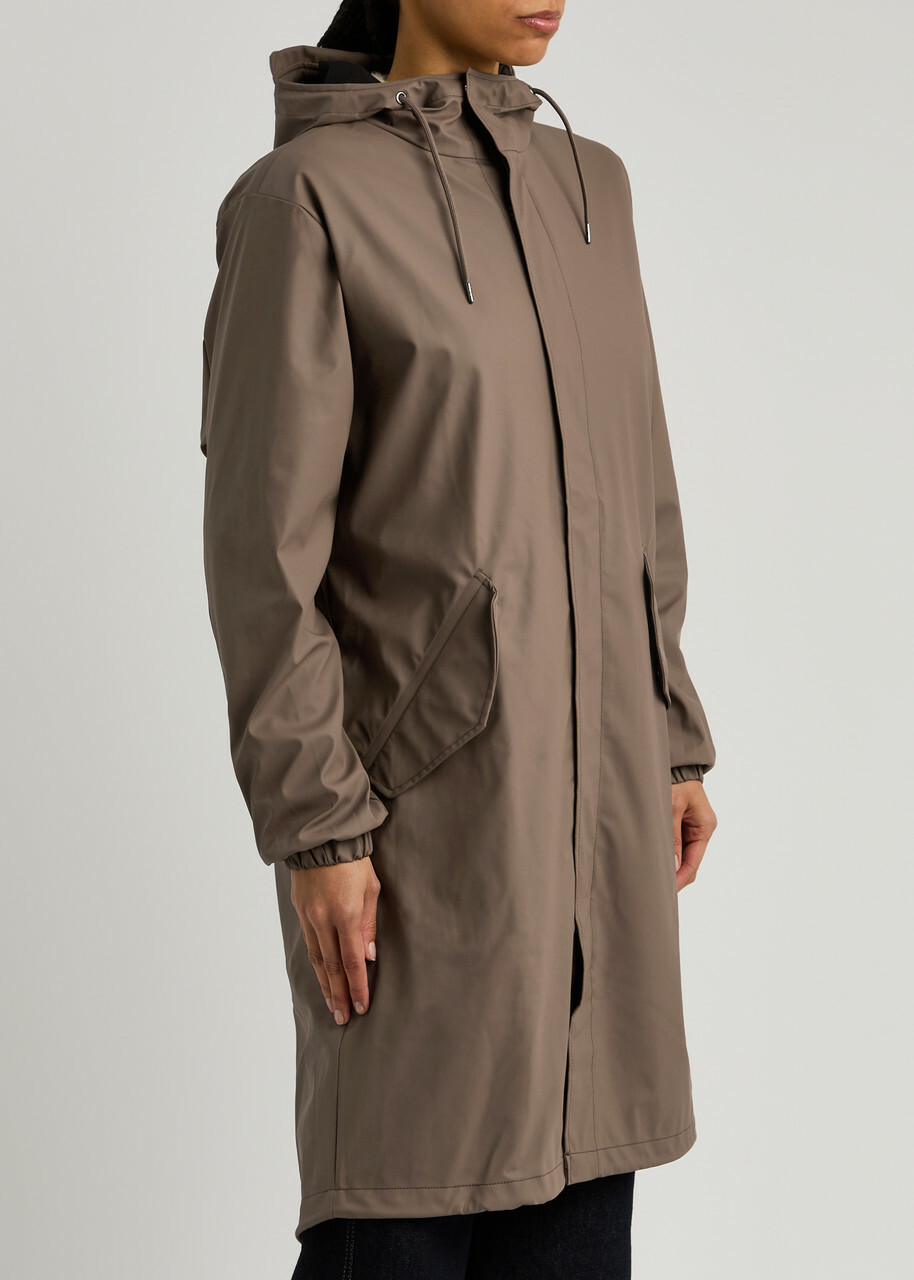 Rains Fishtail Hooded Rubberised Parka Chocolate