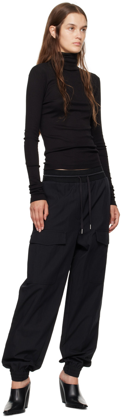 Helmut Lang Black Embroidered-Logo Turtleneck