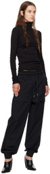 Helmut Lang Black Embroidered-Logo Turtleneck