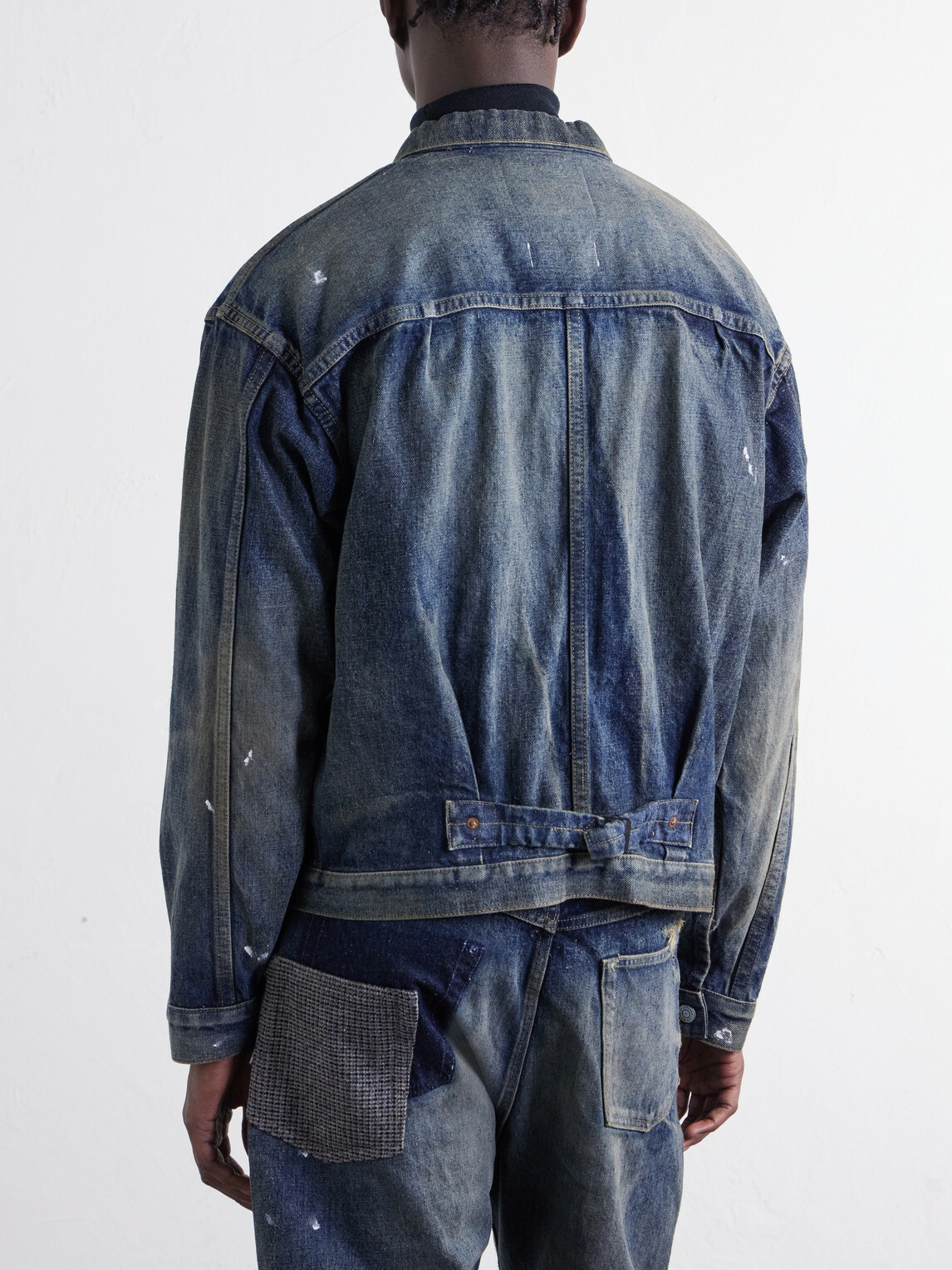 Junya Watanabe - Patchwork Distressed Paint-Splattered Denim Jacket - Blue