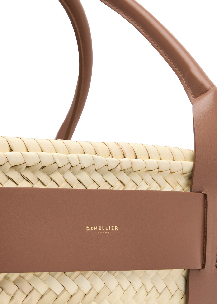 Demellier Santorini Leather and Raffia Basket bag - Tan Demellier Santorini Leather and Raffia Basket bag - Tan