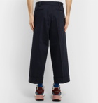 Alexander McQueen - Navy Wide-Leg Cotton-Gabardine Trousers - Men - Navy