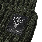 South2 West8 Men's Embroidered Logo Watch Cap in Dark Green