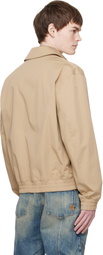 BALMAIN Beige Cotton Twill Bomber Jacket