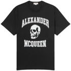 Alexander McQueen Men's Varsity Skull Print T-Shirt in Black/White