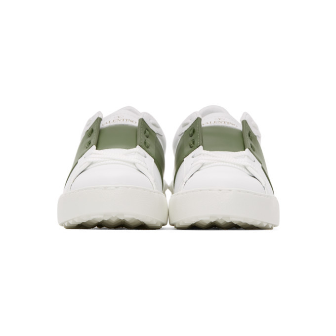 Valentino Garavani★ホワイト＆グリーン Open スニーカー Valentino Garavani White & Green Open For A Change Sneakers