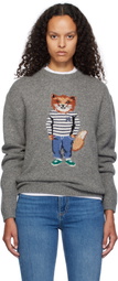 Maison Kitsuné Gray Dressed Fox Intarsia Sweater