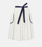 Prada Belted cotton and linen midi skirt