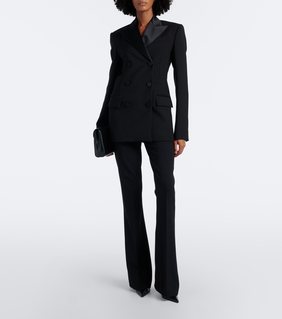 Sportmax Double-breasted virgin wool tuxedo jacket