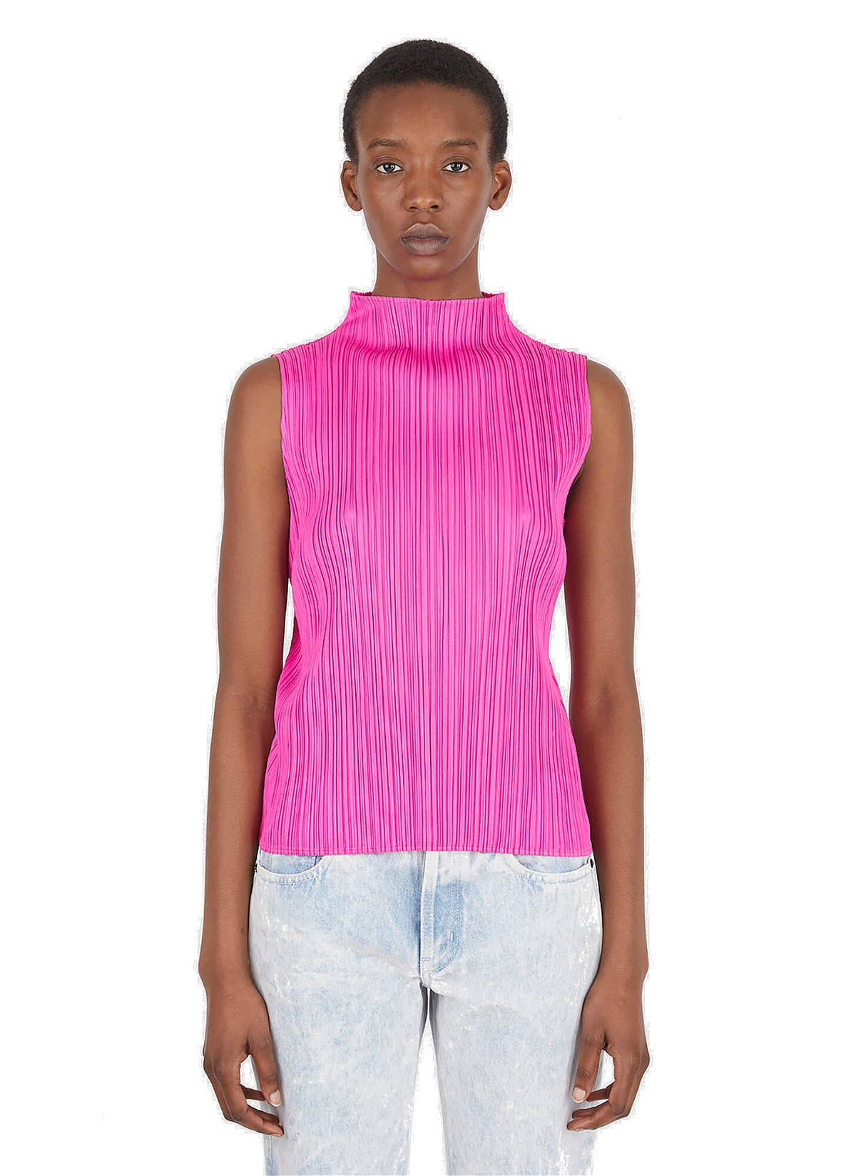 Photo: High-Neck Sleeveless Top in Pink