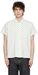 Bode White & Green Daisy Short Sleeve Shirt