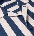 AMI - Slim-Fit Camp-Collar Striped Cotton Shirt - Blue