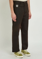 Bode Knolly Brook Straight-leg Waxed Cotton Trousers Brown