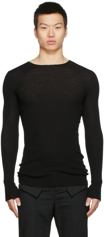 Photo: Rick Owens Black Ribbed Round Neck Sweater